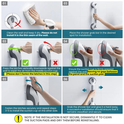 TAILI Shower Grab Bar for Seniors Suction Grab Bars for Bathtubs and Showers Heavy Duty Shower Handle Removable Shower Handrails