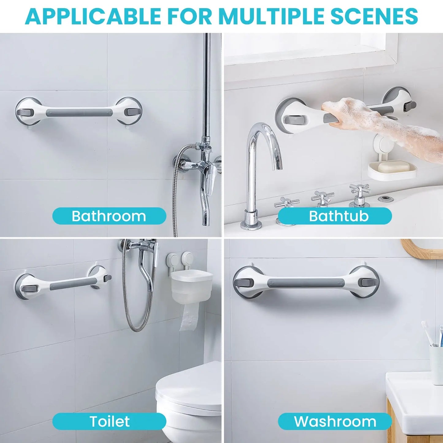 TAILI Shower Grab Bar for Seniors Suction Grab Bars for Bathtubs and Showers Heavy Duty Shower Handle Removable Shower Handrails